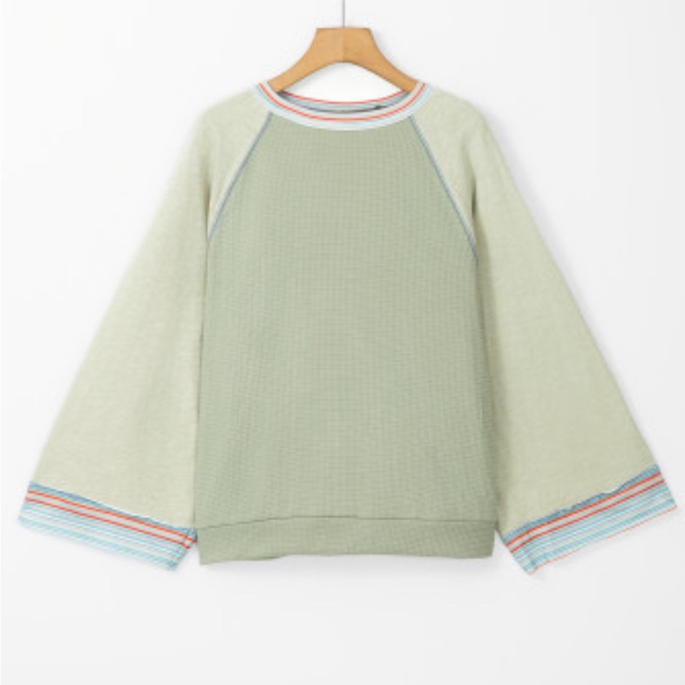 Dawson waffle knit bracelet sleeve raglan top - Picture 4 of 11